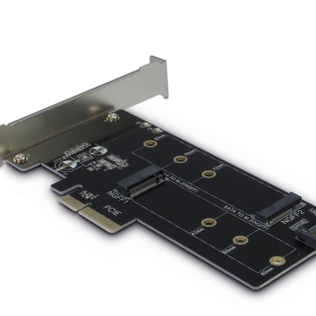 Adapter PCIe LP-->NVMe +M.2 SATA Inter-Tech KT015